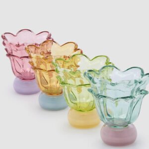 Jarrón y portavelas flor